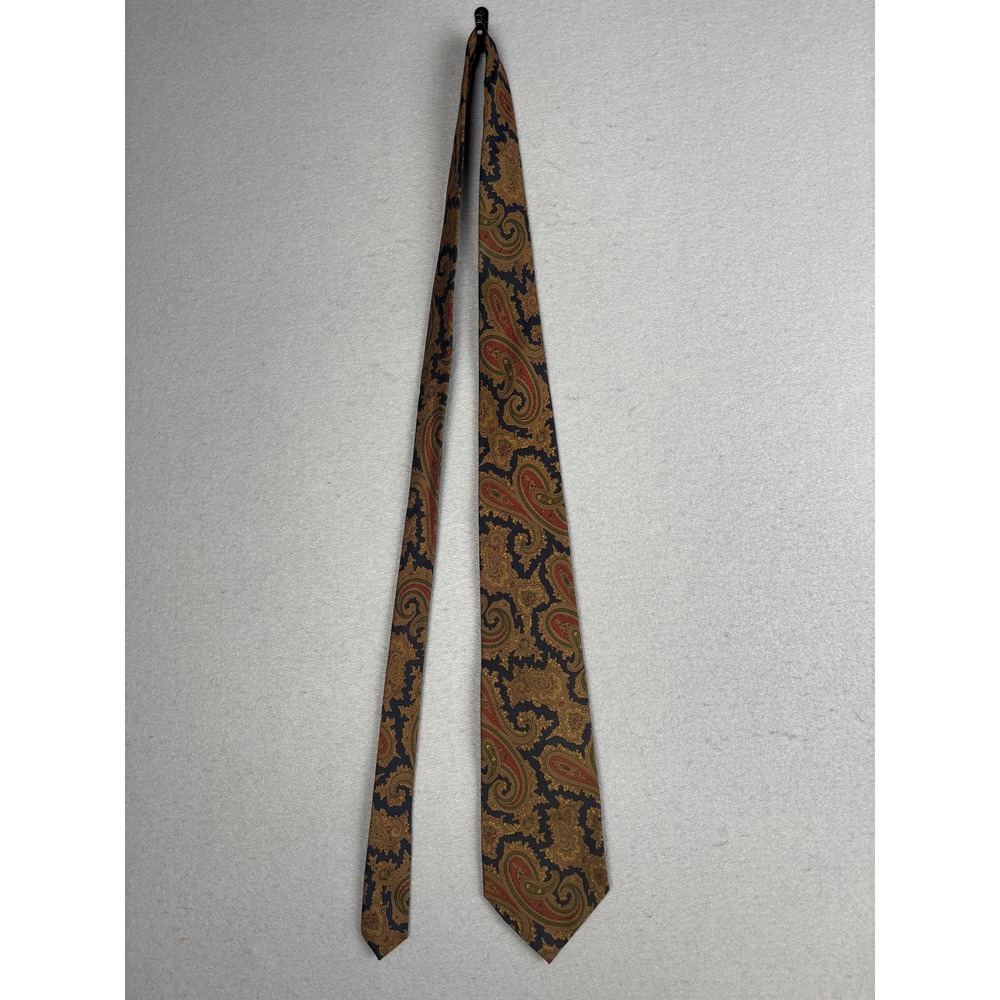 Polo By Ralph Lauren Tie Mens One Size Brown Paisley Silk Jacquard Necktie